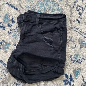 Black mid rise jean shorts